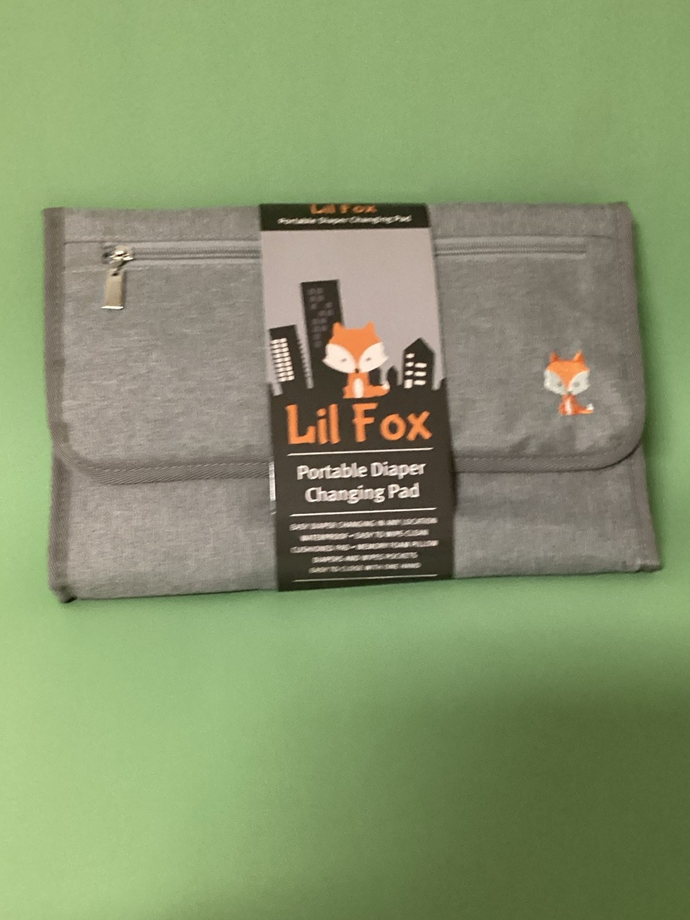 Lil Fox Gray Portable Diaper Changing Pad